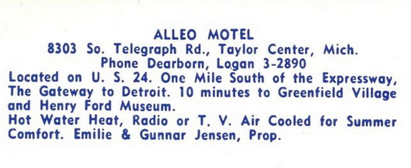 Alleo Motel - Vintage Postcard